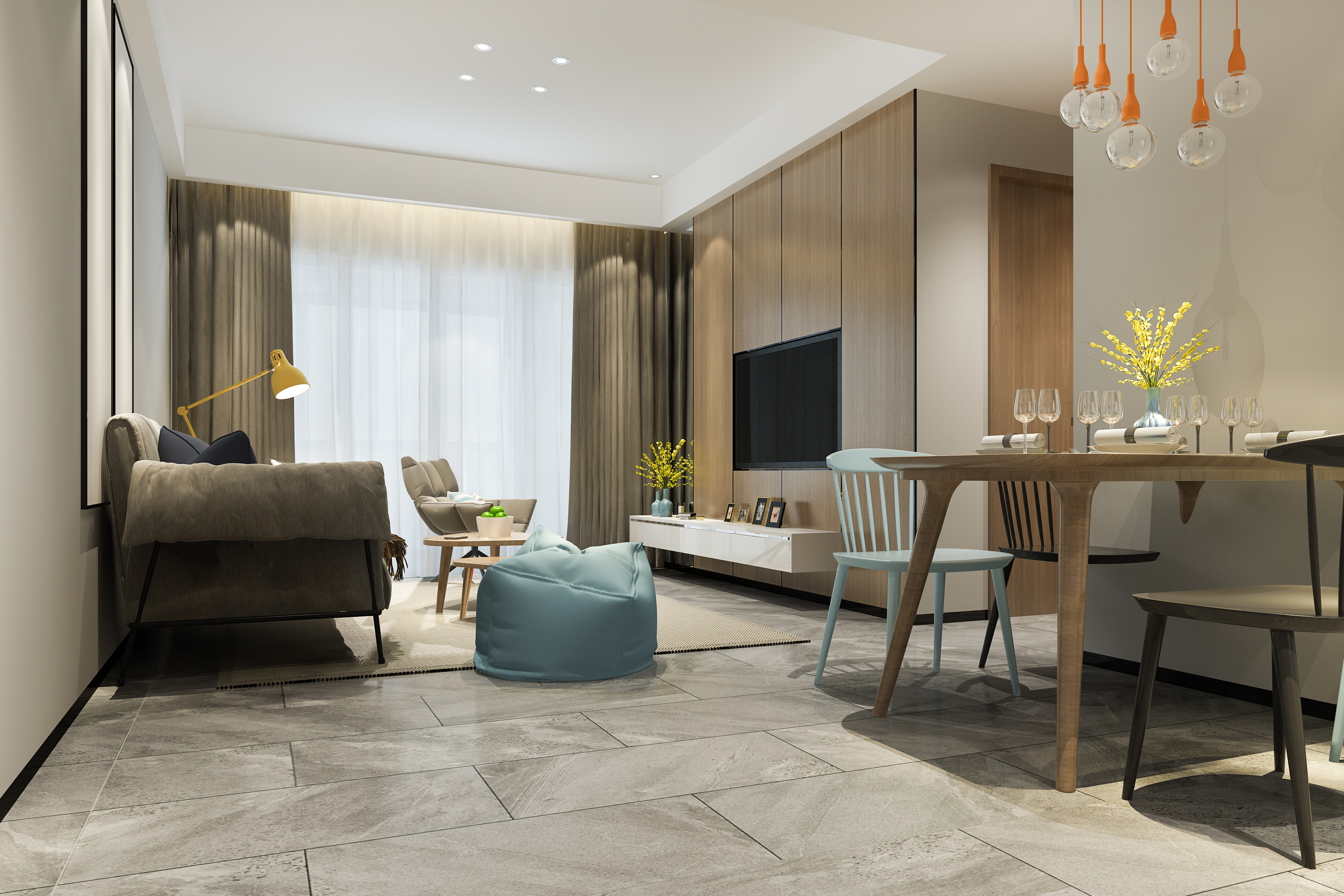 Intérieur lumineux d'une location accueillante